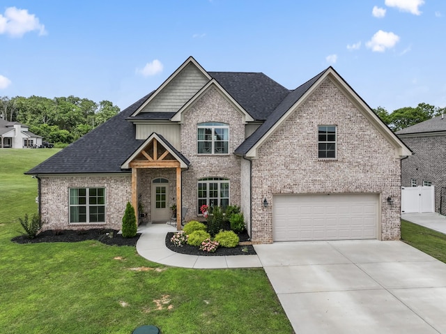 1446 Millstone Creek Rd, Lascassas, TN 37085 - craftsman house featuring a garage, brick siding, driveway, and a shingled roof