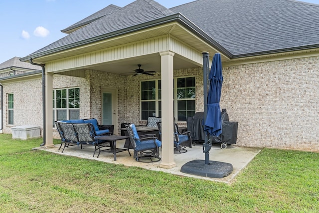 1446 Millstone Creek Rd, Lascassas, TN 37085 - view of patio / terrace with ceiling fan and outdoor lounge area