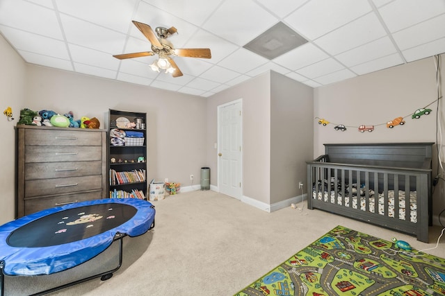 1134 Pee Dee Branch Rd, Cottontown, TN 37048 - carpeted bedroom featuring ceiling fan and a paneled ceiling