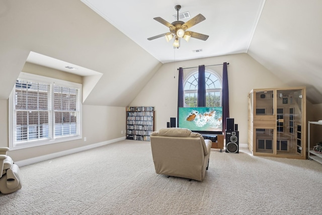 511 Derby Downs, Lebanon, TN 37087 - sitting room with carpet, lofted ceiling, and a ceiling fan
