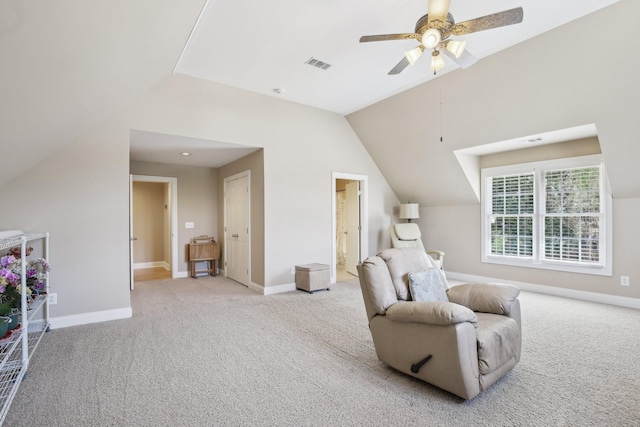 511 Derby Downs, Lebanon, TN 37087 - sitting room featuring light colored carpet, ceiling fan, and vaulted ceiling