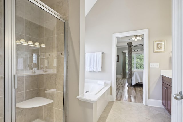 511 Derby Downs, Lebanon, TN 37087 - full bath with vanity, a garden tub, a shower stall, connected bathroom, and tile patterned floors