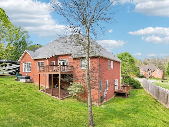 511 Derby Downs, Lebanon, TN 37087 - back of property with a deck, a shingled roof, and brick siding