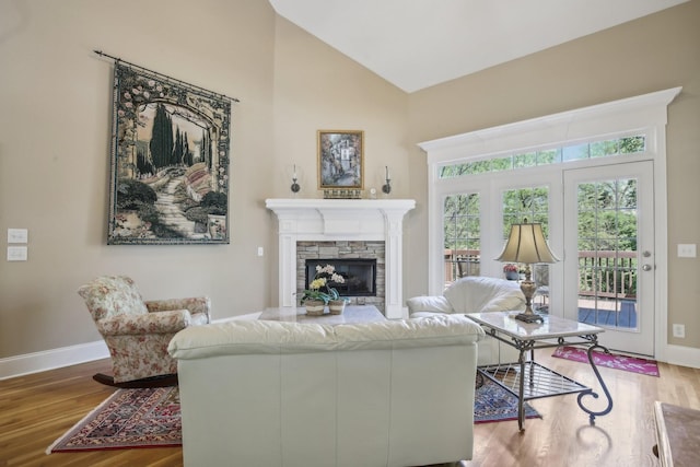 511 Derby Downs, Lebanon, TN 37087 - living area featuring wood finished floors, a fireplace, and high vaulted ceiling