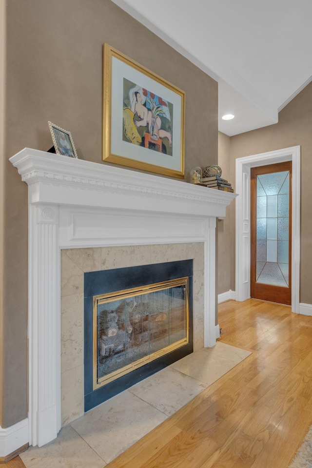 111 Hardingwoods Pl, Nashville, TN 37205 - detailed view of a tiled fireplace and wood finished floors