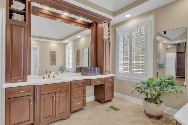 111 Hardingwoods Pl, Nashville, TN 37205 - bathroom with healthy amount of natural light, vanity, recessed lighting, and tile patterned flooring