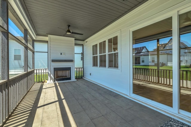 5735 Willoughby Way, Murfreesboro, TN 37129 - wooden deck with a large fireplace and a ceiling fan