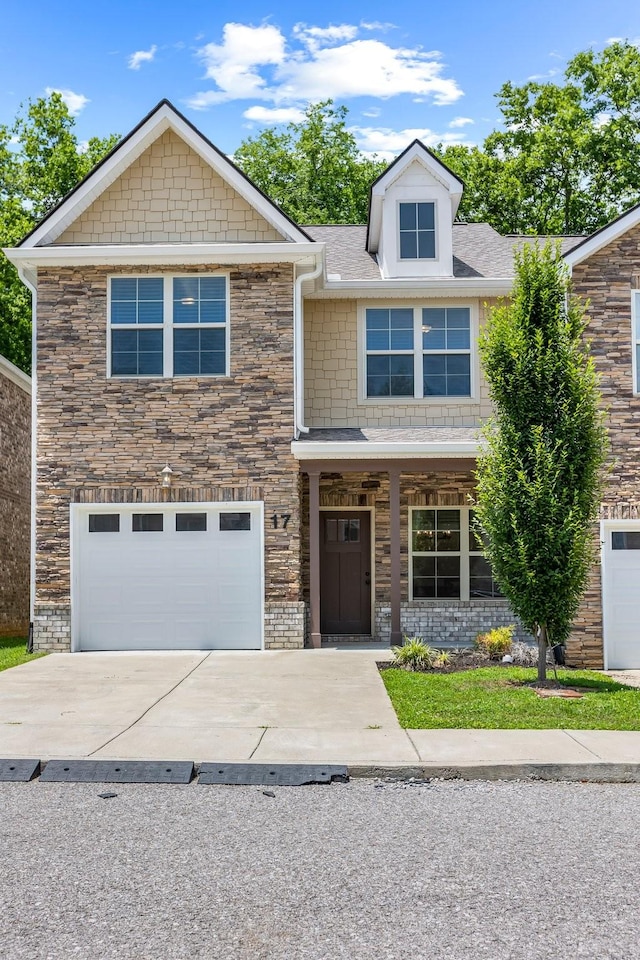 3319 Old Hickory Blvd Unit 17, Old Hickory, TN 37138 - view of front of house featuring a garage, concrete driveway, and stone siding