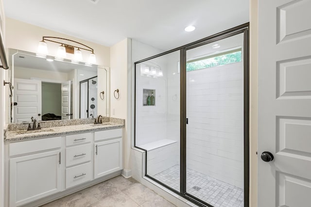 3319 Old Hickory Blvd Unit 17, Old Hickory, TN 37138 - full bath featuring a shower stall, double vanity, and tile patterned floors