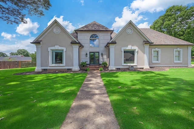 723 Alecia Page Cv, Humboldt, TN 38343 - french provincial home with french doors, stucco siding, crawl space, and a shingled roof