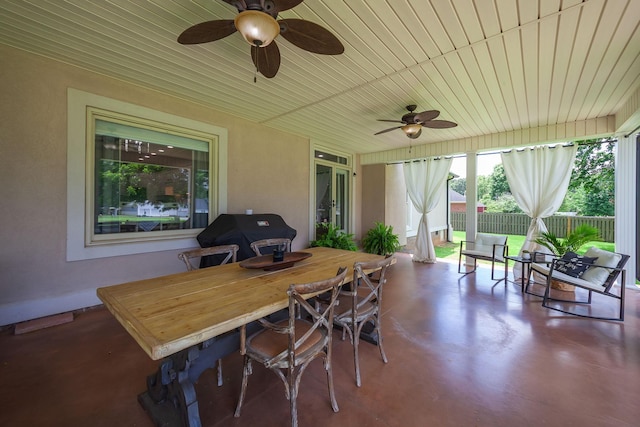 723 Alecia Page Cv, Humboldt, TN 38343 - view of patio with ceiling fan, a grill, and outdoor dining space