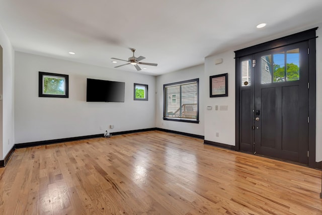 2136 Buena Vista Pike Unit B, Nashville, TN 37218 - foyer entrance with healthy amount of natural light, ceiling fan, recessed lighting, and light wood-style flooring