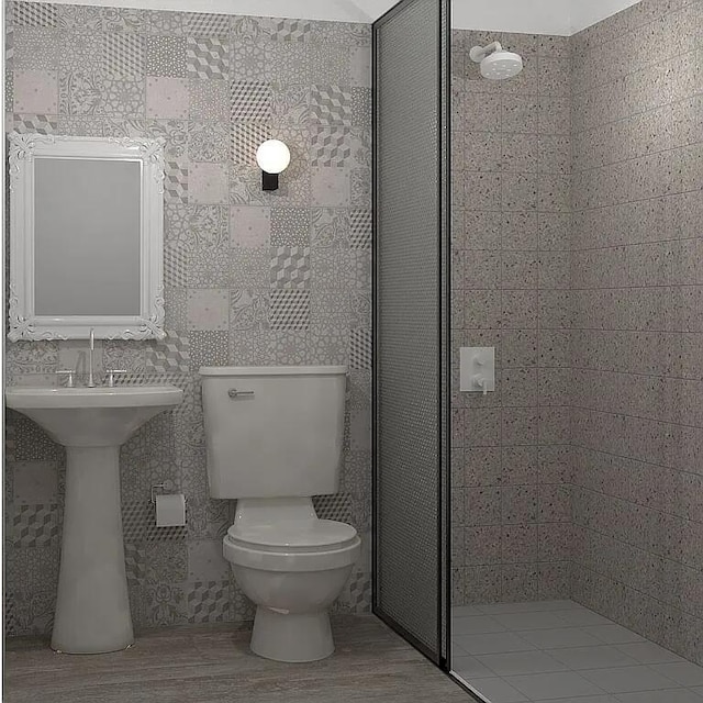 7721 Harper Rd, Hixson, TN 37343 - bathroom featuring a stall shower and toilet