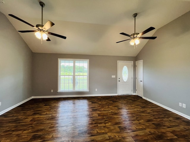 4977 Little Dry Creek Rd, Pulaski, TN 38478 - foyer entrance with a ceiling fan, plenty of natural light, wood finished floors, and high vaulted ceiling