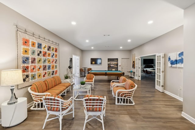 438 Siena Dr, Nashville, TN 37205 - living area featuring billiards table, wood finished floors, and recessed lighting