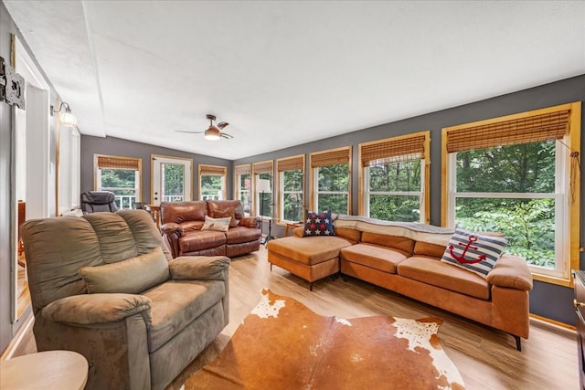 802 Evans Rd, Winchester, TN 37398 - living room with light wood-style flooring, lofted ceiling, and a ceiling fan