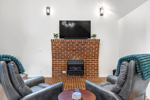802 Evans Rd, Winchester, TN 37398 - living area with a brick fireplace and baseboards
