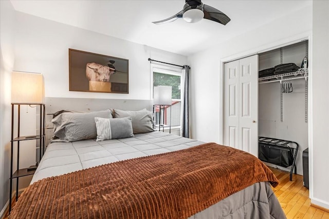 802 Evans Rd, Winchester, TN 37398 - bedroom featuring light wood-style flooring, a closet, and ceiling fan