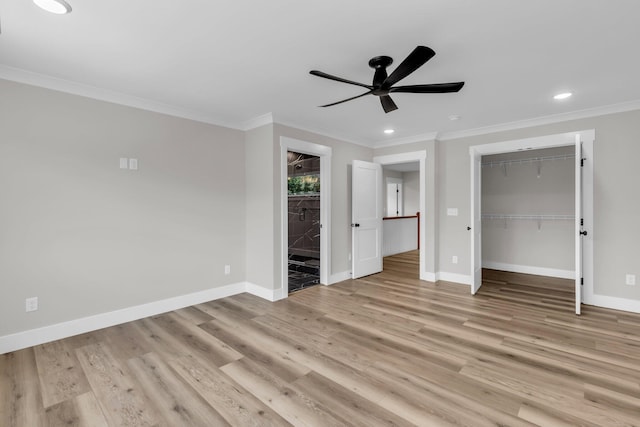 333 Isbill Rd, Chattanooga, TN 37419 - unfurnished bedroom with ornamental molding, recessed lighting, light wood-style flooring, a closet, and ensuite bath