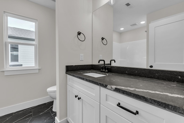 333 Isbill Rd, Chattanooga, TN 37419 - bathroom with marble finish flooring, vanity, recessed lighting, and a shower