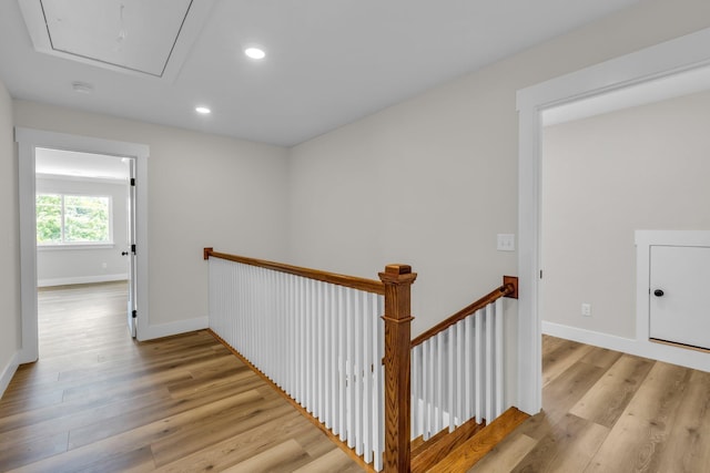 333 Isbill Rd, Chattanooga, TN 37419 - hallway featuring an upstairs landing, attic access, light wood-style flooring, and recessed lighting