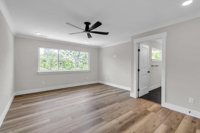 333 Isbill Rd, Chattanooga, TN 37419 - unfurnished room with plenty of natural light, crown molding, ceiling fan, wood finished floors, and recessed lighting