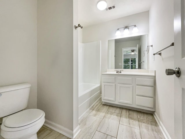 7203 Chester Rd, Fairview, TN 37062 - bathroom with vanity, shower / bathtub combination, and a ceiling fan