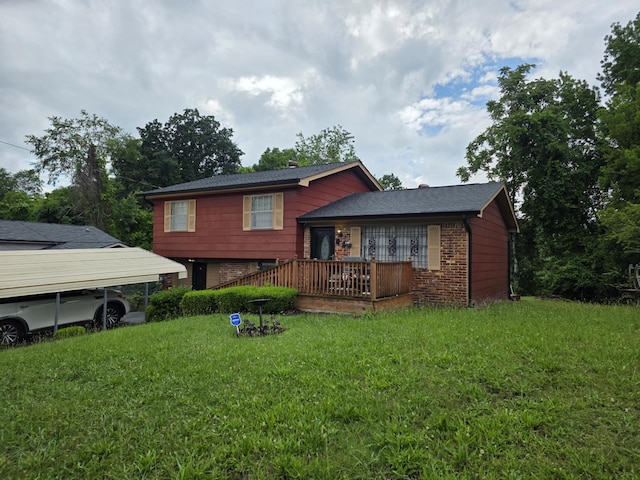 3021 Towerway Dr, Chattanooga, TN 37406 - back of property with a lawn and brick siding