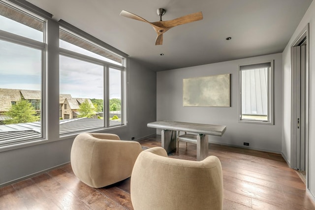 8005 Backwoods Dr, College Grove, TN 37046 - dining space featuring ceiling fan and wood-type flooring