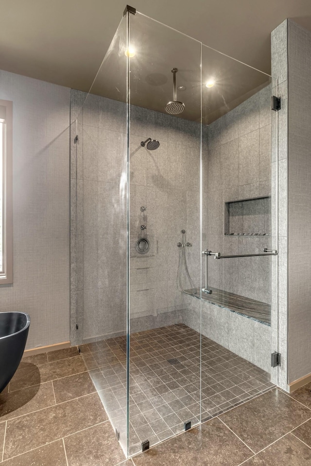 8005 Backwoods Dr, College Grove, TN 37046 - full bath featuring a stall shower and tile patterned floors