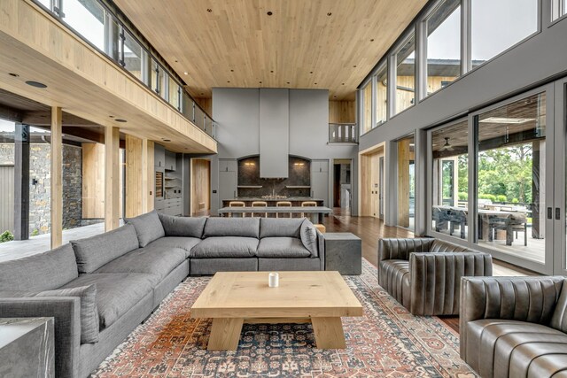 8005 Backwoods Dr, College Grove, TN 37046 - living area with wooden ceiling and a high ceiling