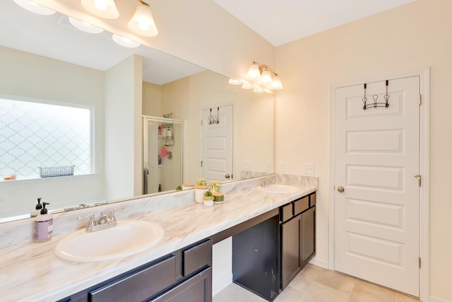 5 Oak Ridge Ct NE, Rome, GA 30165 - full bath featuring double vanity, a shower stall, and tile patterned floors