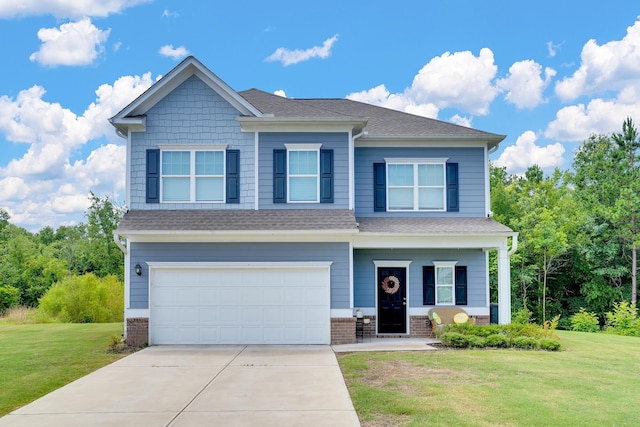 5 Oak Ridge Ct NE, Rome, GA 30165 - craftsman inspired home with a front lawn, driveway, brick siding, an attached garage, and a shingled roof