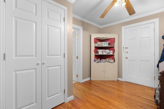 3502 Kellys Ferry Rd, Chattanooga, TN 37419 - entrance foyer featuring ornamental molding, light wood-type flooring, and ceiling fan