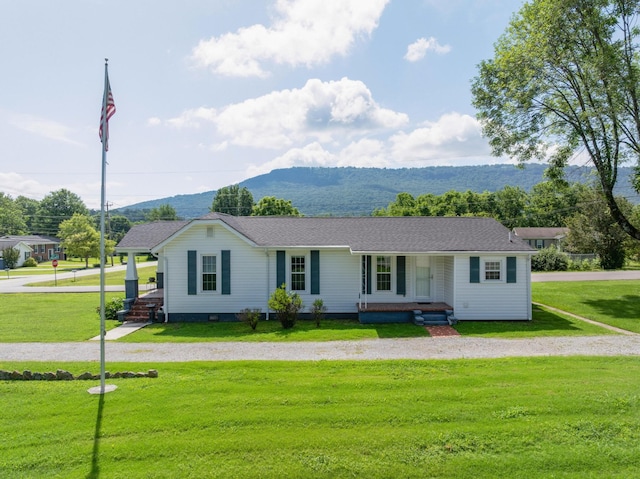 3502 Kellys Ferry Rd, Chattanooga, TN 37419 - view of front of home featuring covered porch, a mountain view, and a front lawn