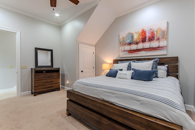 55B Oasis Ln, Savannah, TN 38372 - bedroom featuring light colored carpet, ornamental molding, and ceiling fan