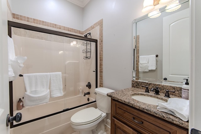 55B Oasis Ln, Savannah, TN 38372 - full bath with vanity, bath / shower combo with glass door, and ornamental molding