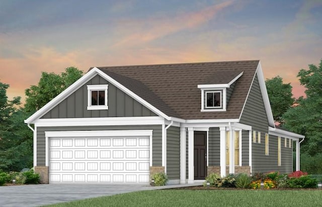 424 Sharp Way, Murfreesboro, TN 37128 - view of front of home featuring driveway, roof with shingles, a garage, and board and batten siding