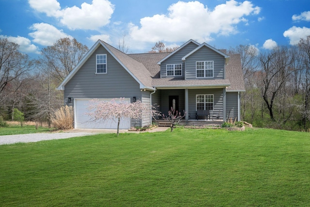 264 Firetower Rd, Dickson, TN 37055 - view of front of property featuring a porch, gravel driveway, a front yard, and roof with shingles