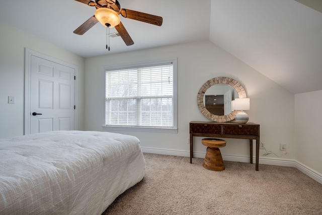 264 Firetower Rd, Dickson, TN 37055 - bedroom featuring carpet floors, vaulted ceiling, and a ceiling fan