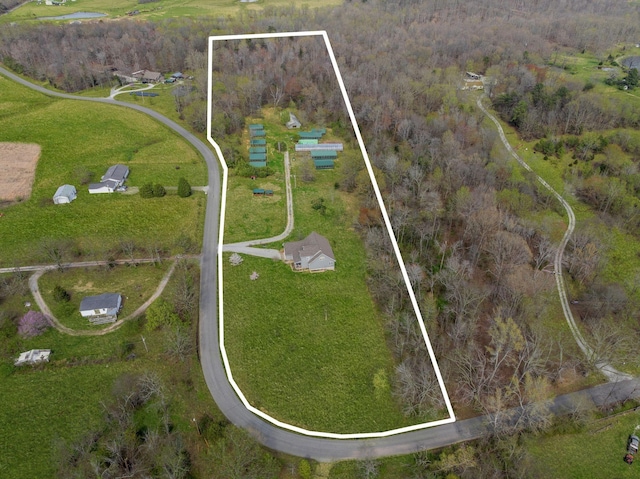 264 Firetower Rd, Dickson, TN 37055 - aerial overview of property's location featuring property boundaries highlighted and a forest