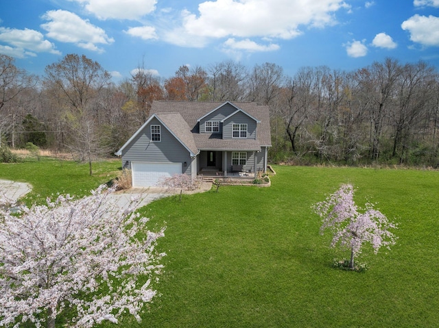 264 Firetower Rd, Dickson, TN 37055 - traditional-style home with a porch, dirt driveway, a front lawn, and a shingled roof