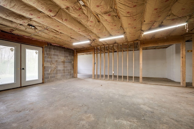 264 Firetower Rd, Dickson, TN 37055 - below grade area with french doors and concrete block wall