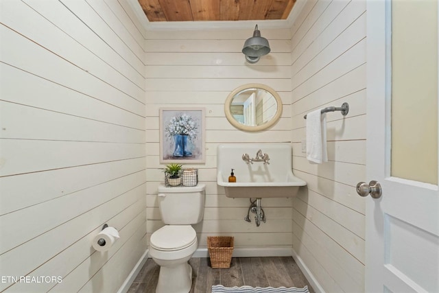 7539 W Old Highway 73, Townsend, TN 37882 - half bathroom featuring wooden ceiling, wooden walls, and wood finished floors