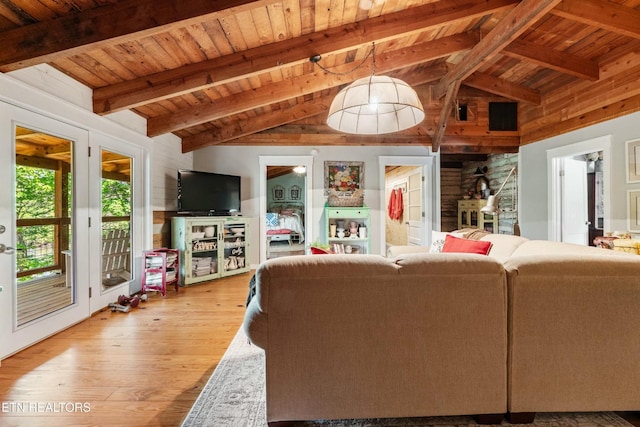 7539 W Old Highway 73, Townsend, TN 37882 - living area featuring wood finished floors and wooden ceiling