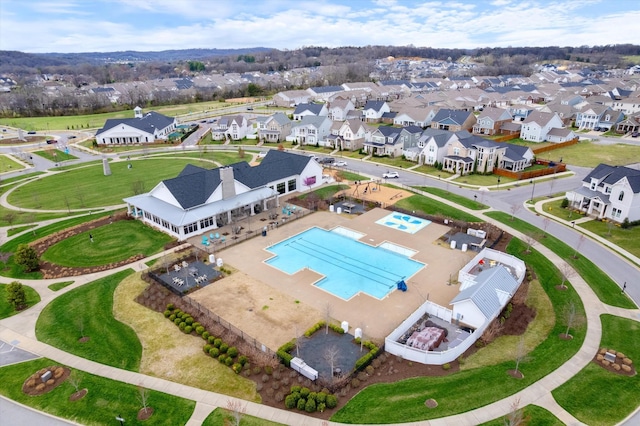 1081 Pebble Run Rd, Hendersonville, TN 37075 - aerial perspective of suburban area featuring a pool