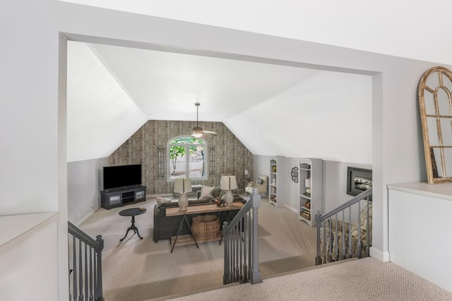 513 Barrington Dr, Franklin, TN 37067 - office featuring carpet floors, lofted ceiling, and built in features