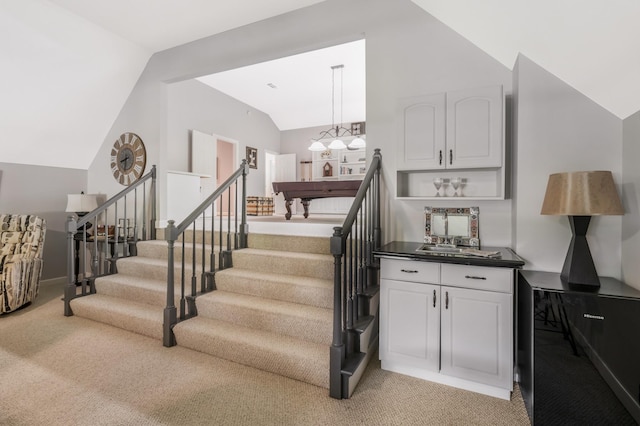 513 Barrington Dr, Franklin, TN 37067 - stairs with carpet and high vaulted ceiling