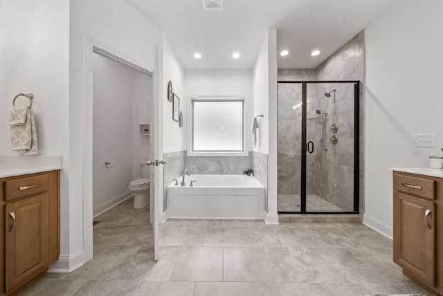 4049 Sadie Grace Way NW, Clarksville, TN 37042 - full bath with a garden tub, a shower stall, vanity, recessed lighting, and tile patterned flooring