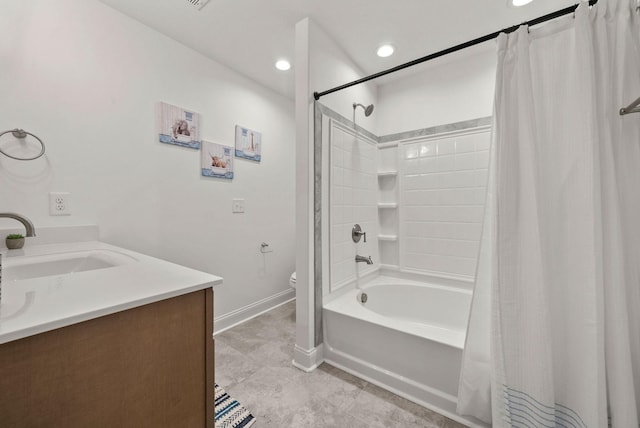 4049 Sadie Grace Way NW, Clarksville, TN 37042 - full bath featuring shower / bathtub combination with curtain, vanity, and recessed lighting